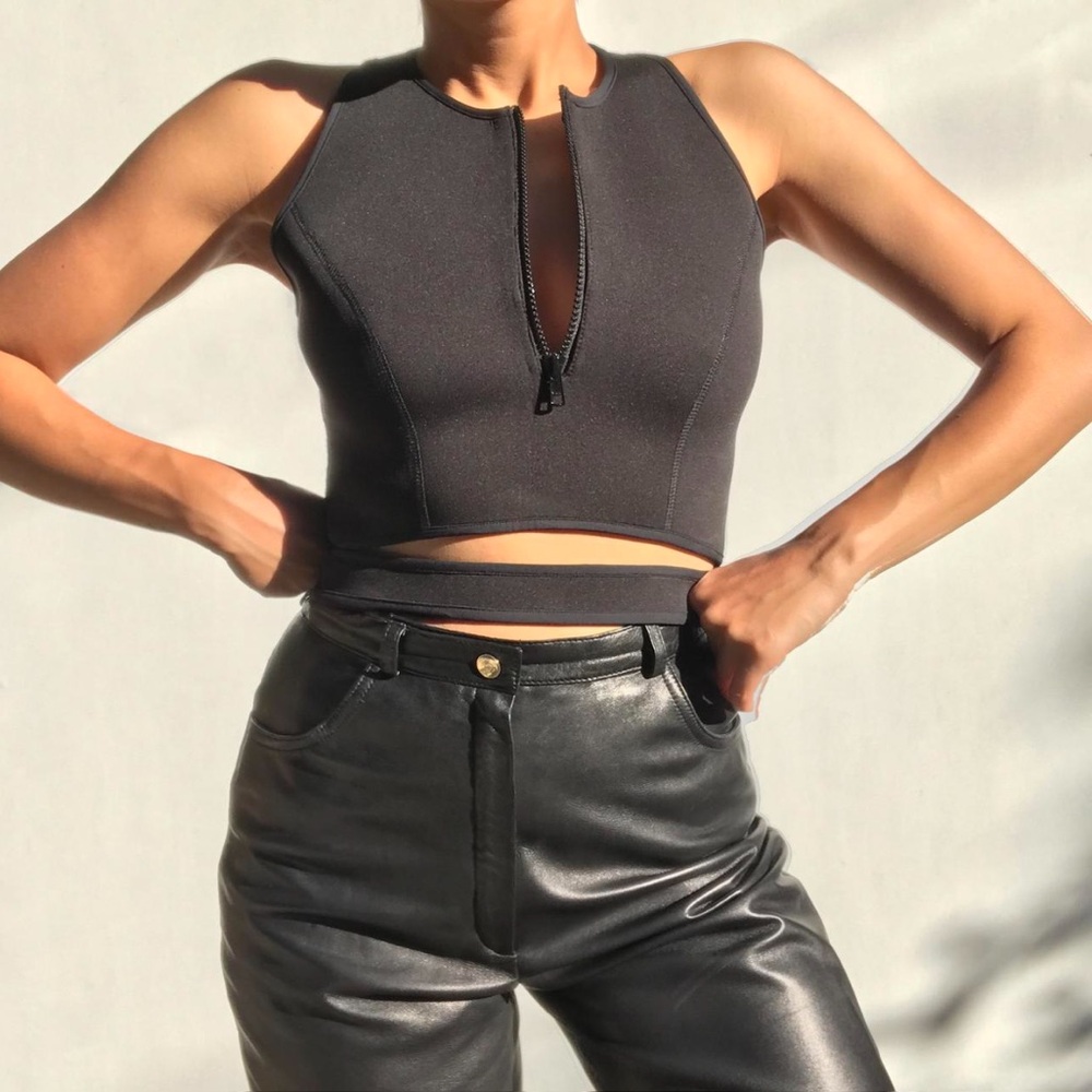 Skingraft Neoprene Cropped Racerback Top | Size S